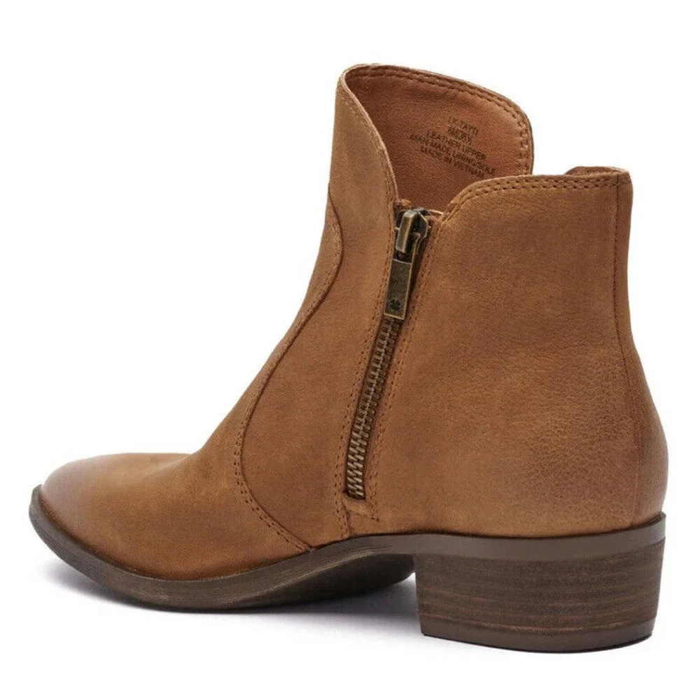 New Lucky Brand TAYTI Topogan Tan Point Toe Western Cowboy Boot Ankle Booties 12